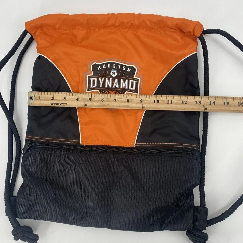 Houston Dynamo Drawstring Backpack Mesh Zipper Pockets & Lanyard